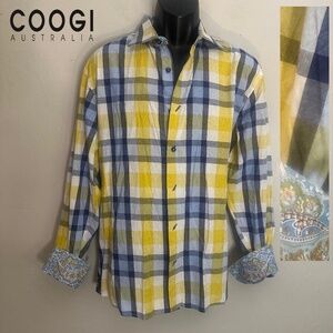 COOGI Contrast Long Sleeve Shirt XL 17.5-18 Gently worn 100% cotton textured